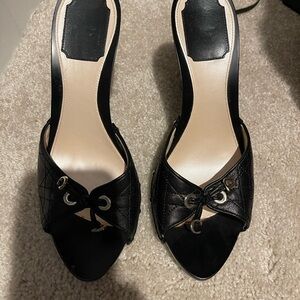 Christian Dior Black Quilted Open-Toe Heels